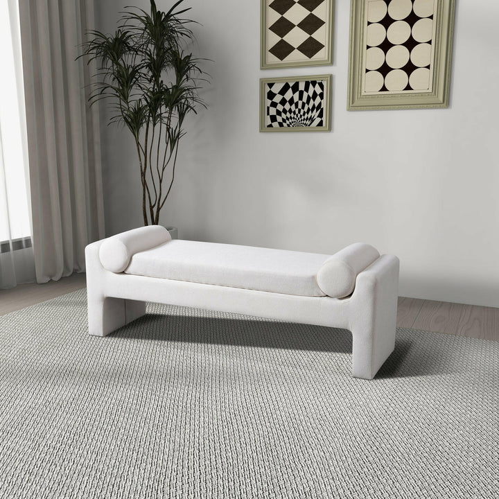 Camden Bench in White Boucle.