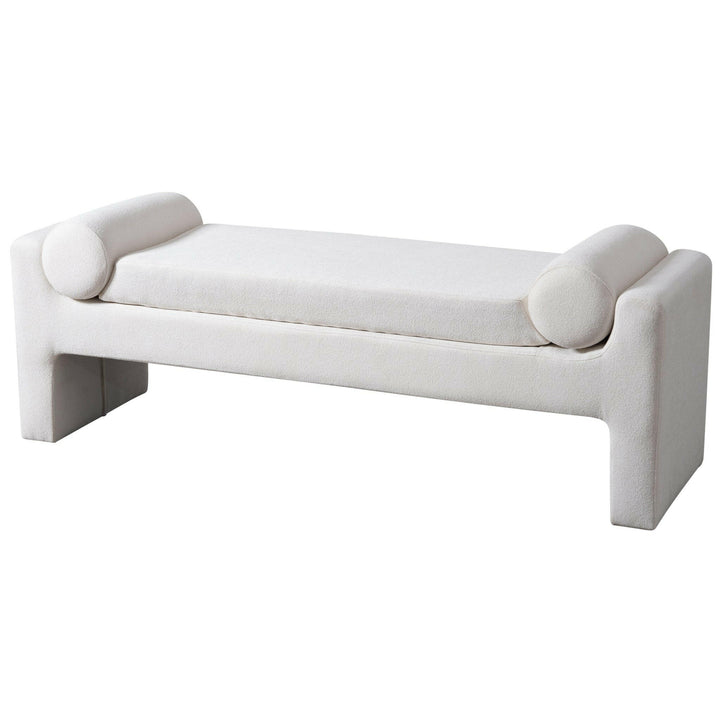 Camden Bench in White Boucle.