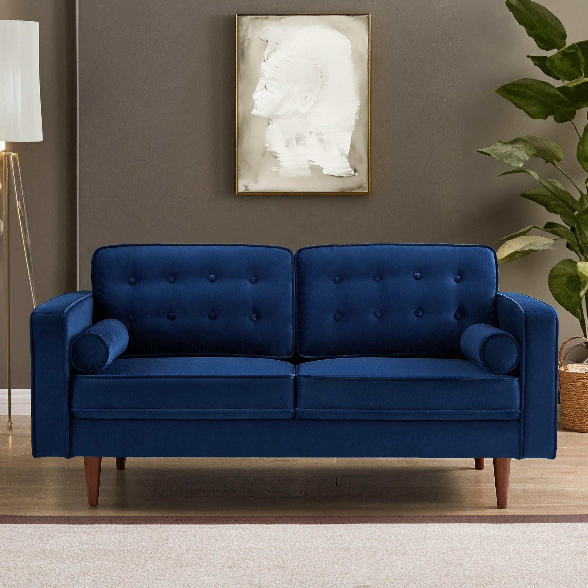 Casey Blue Velvet Loveseat.