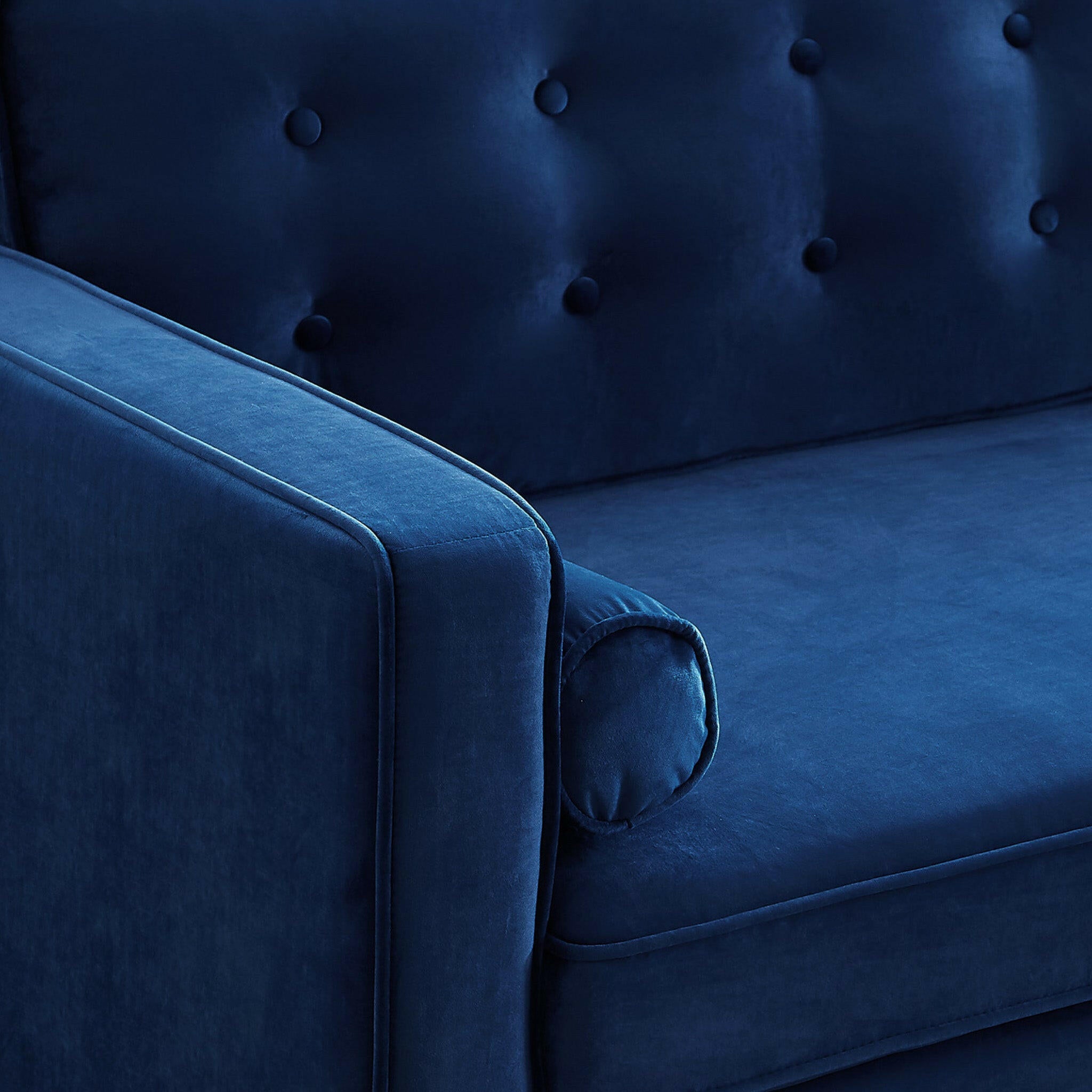 Casey Blue Velvet Loveseat.