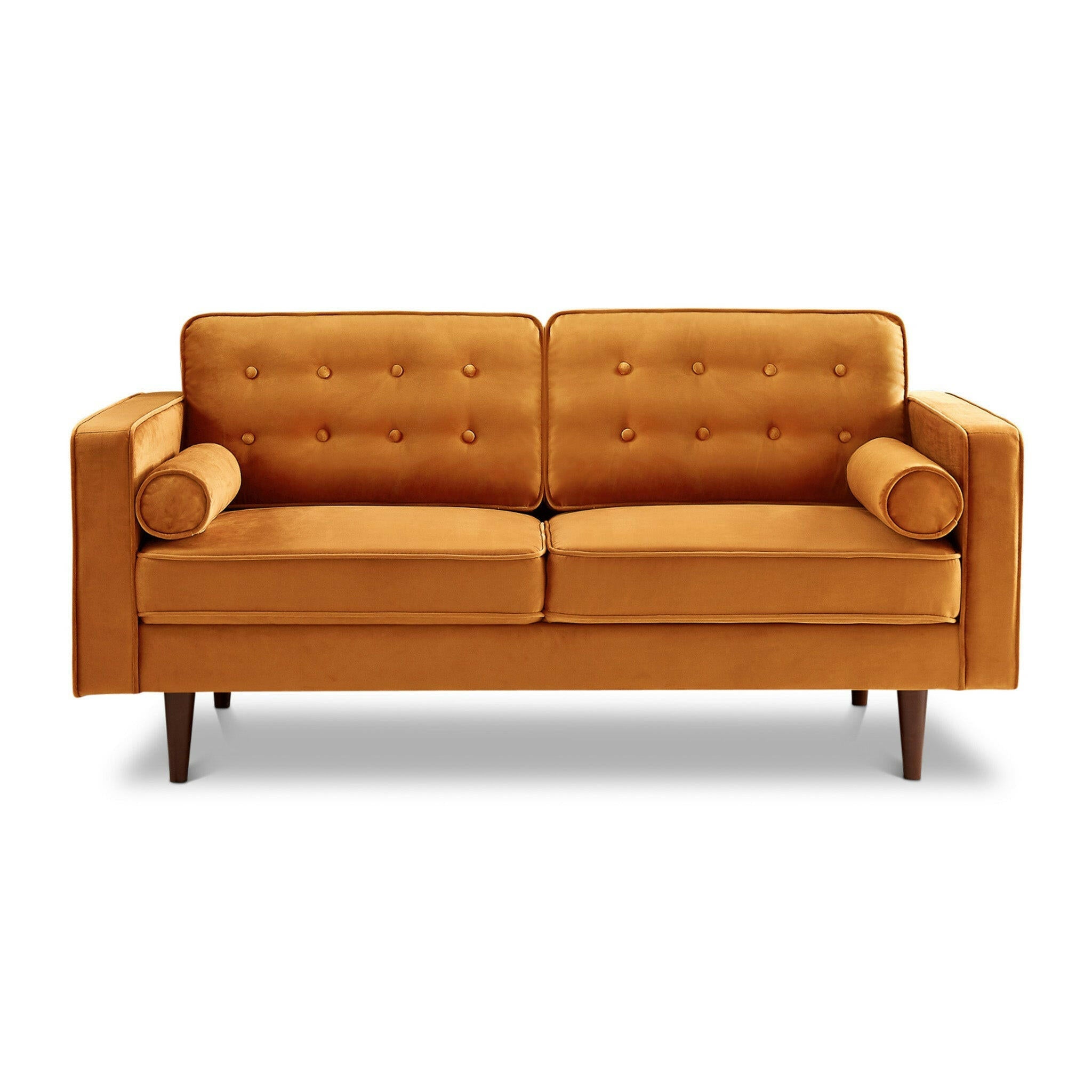 Casey Orange Velvet Loveseat.