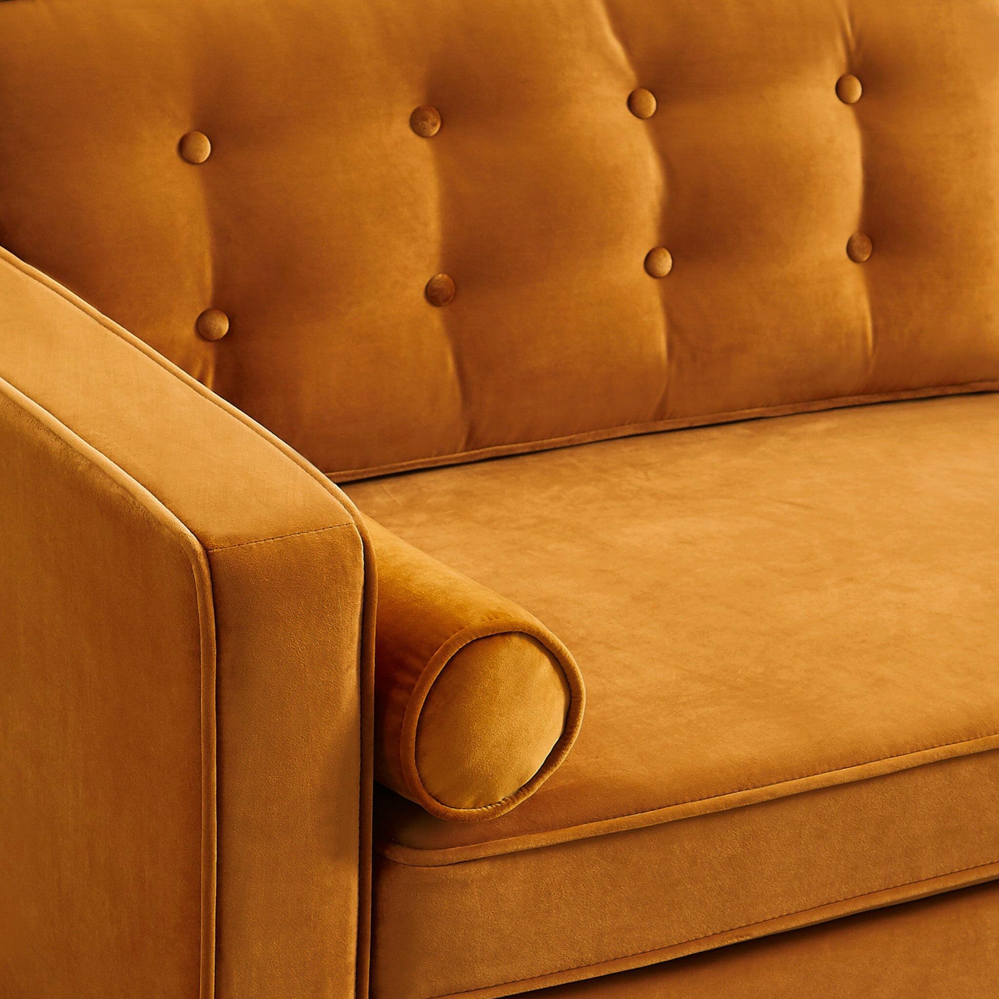 Casey Orange Velvet Loveseat.