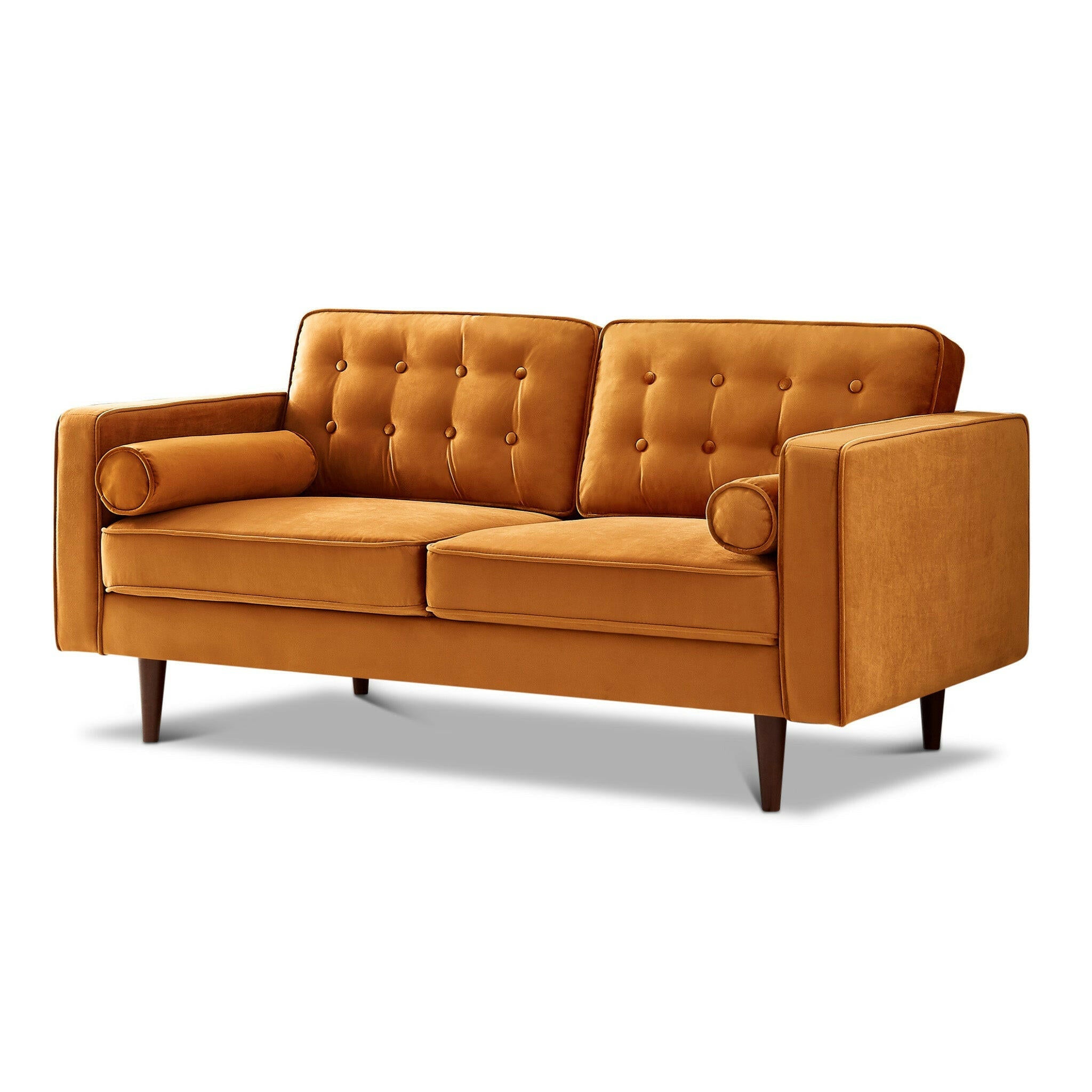 Casey Orange Velvet Loveseat.