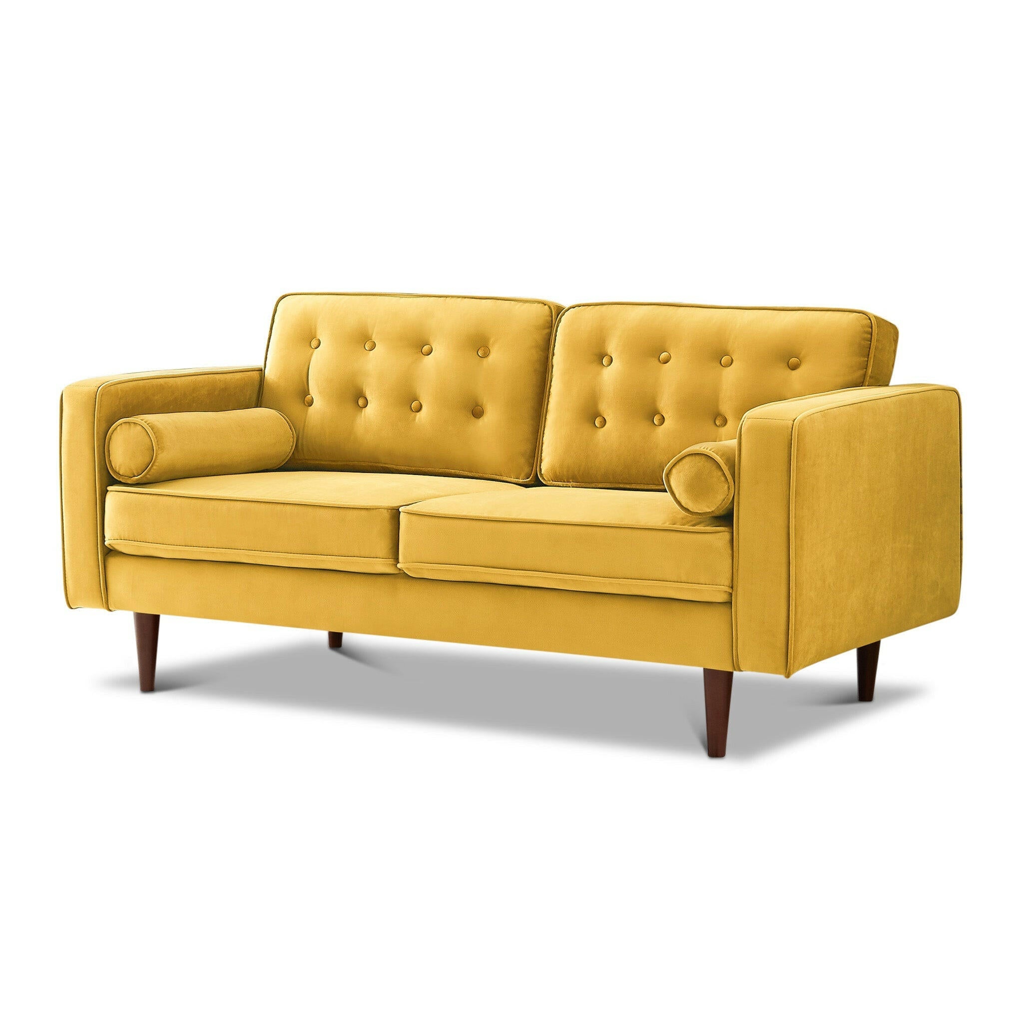 Casey Yellow Velvet Loveseat.