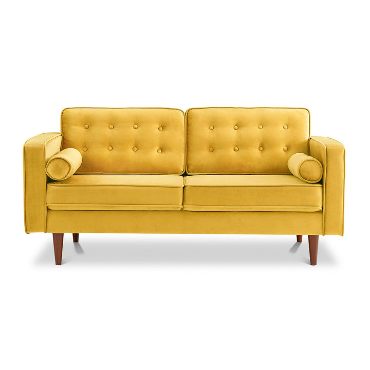 Casey Yellow Velvet Loveseat.