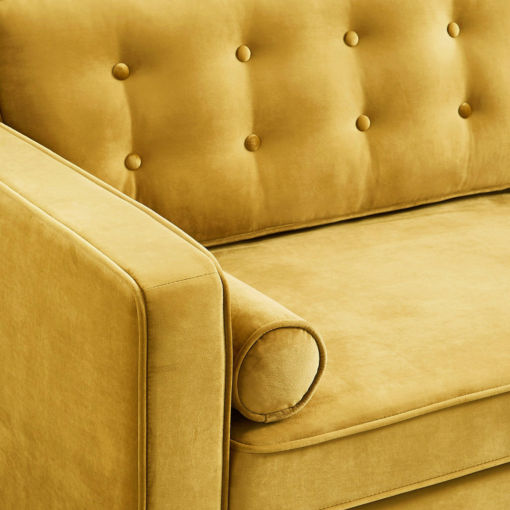 Casey Yellow Velvet Loveseat.