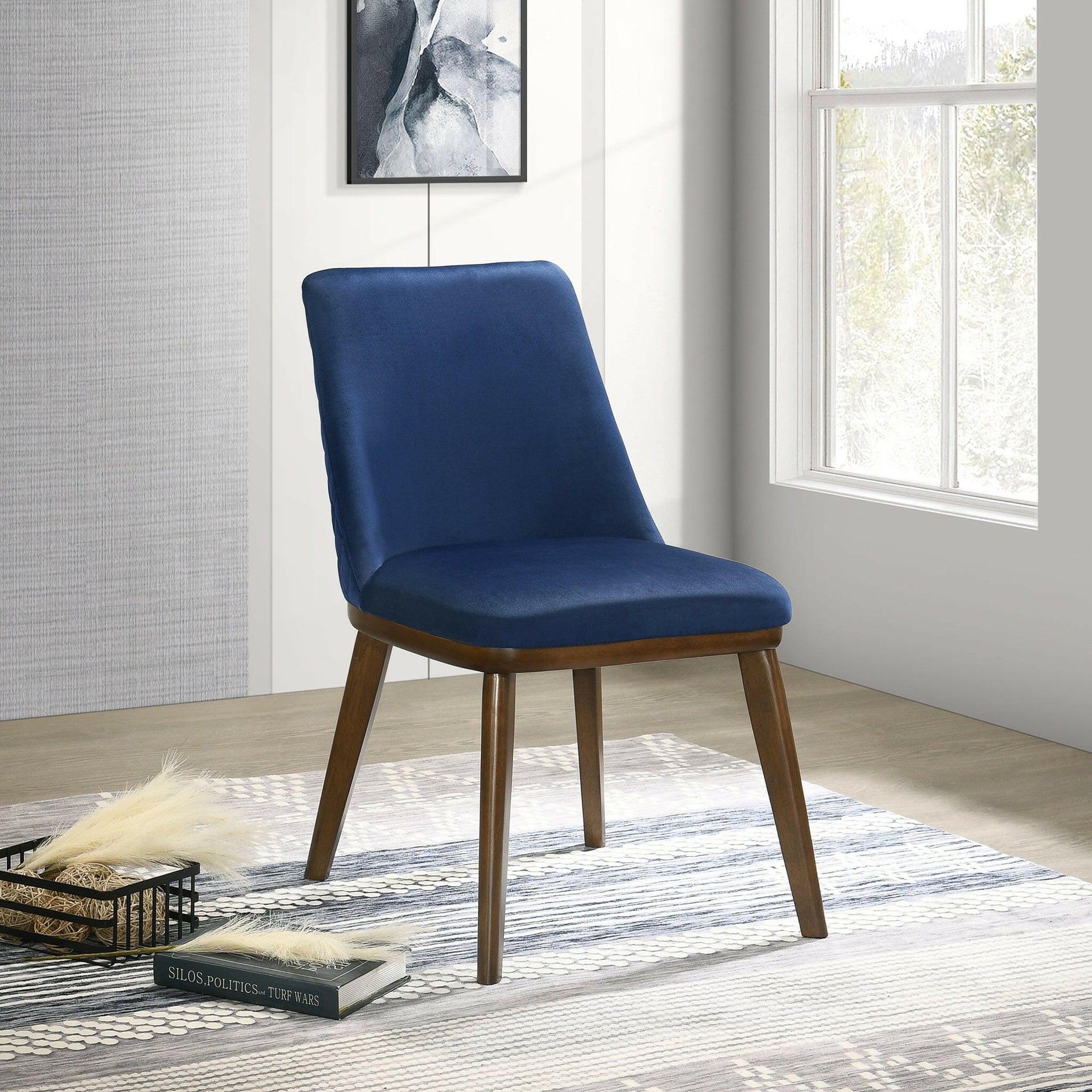 Clove Navy Blue Velvet Dining Chair (Set Of 2).