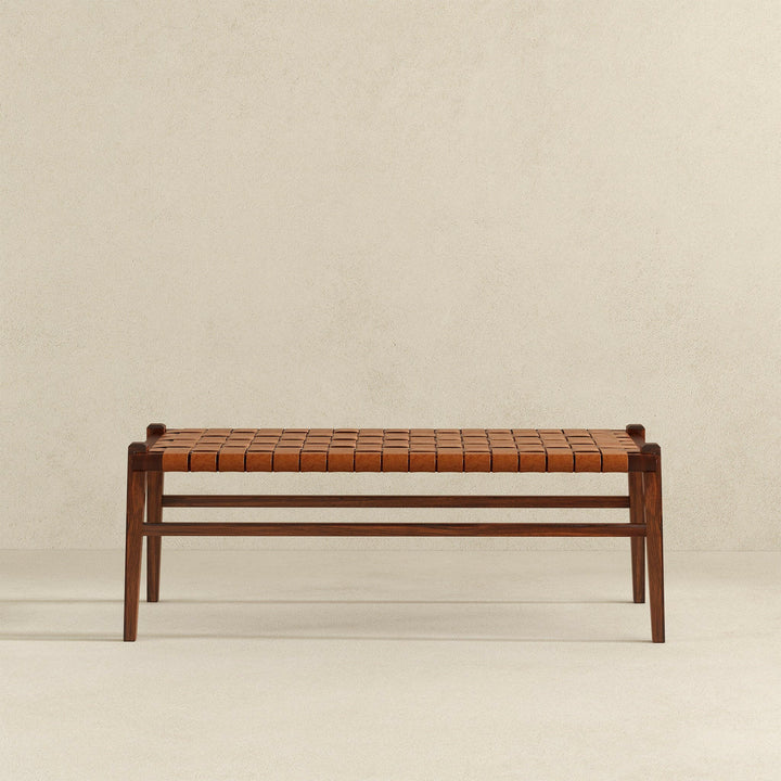 Cody Tan Leather Bench.