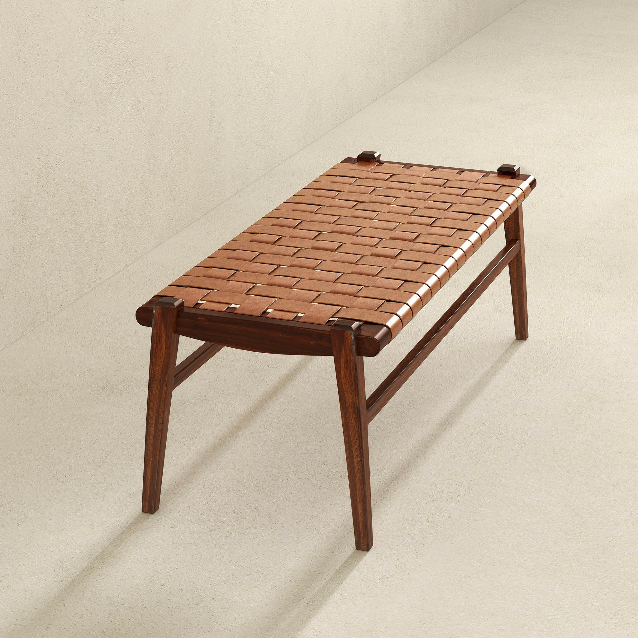 Cody Tan Leather Bench.