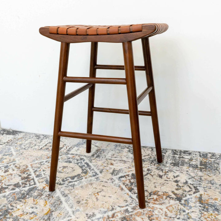 Maya 30" Genuine Leather Stool In Tan.