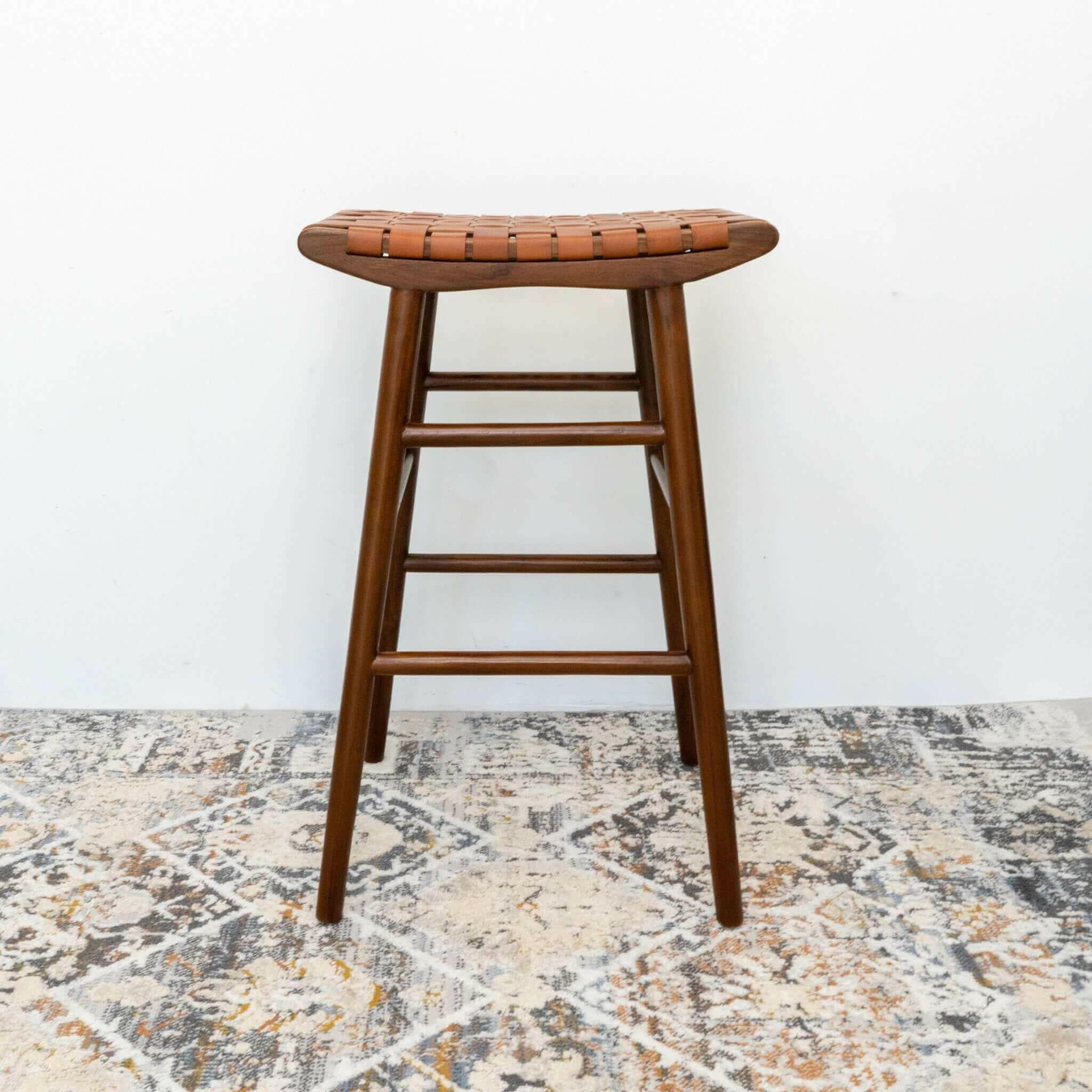 Maya 30" Genuine Leather Stool In Tan.