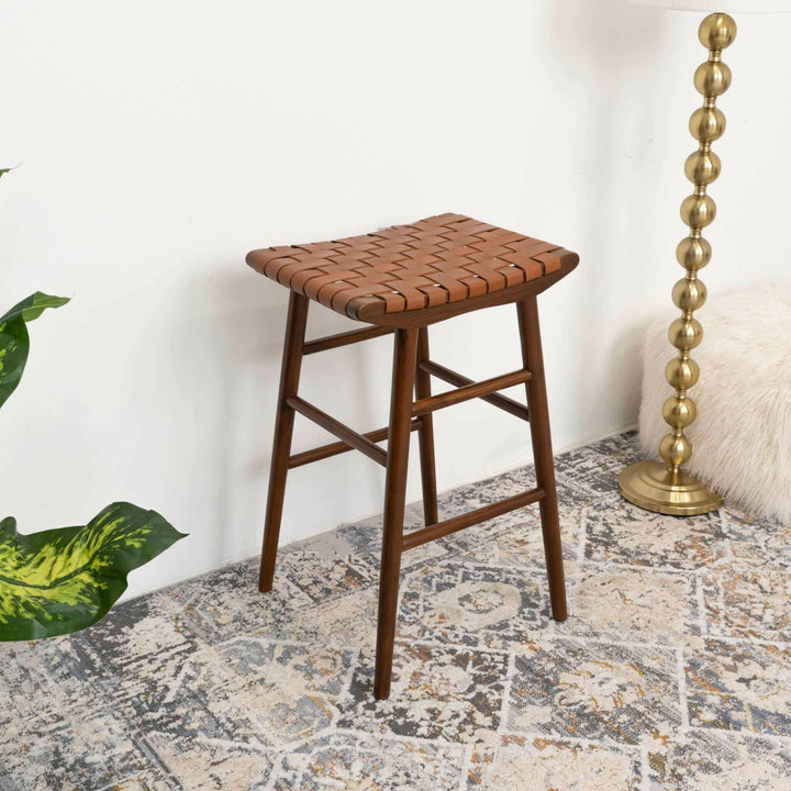 Maya 30" Genuine Leather Stool In Tan.