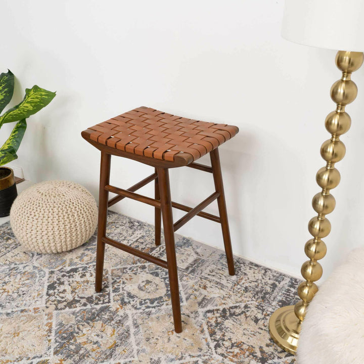 Maya 30" Genuine Leather Stool In Tan.