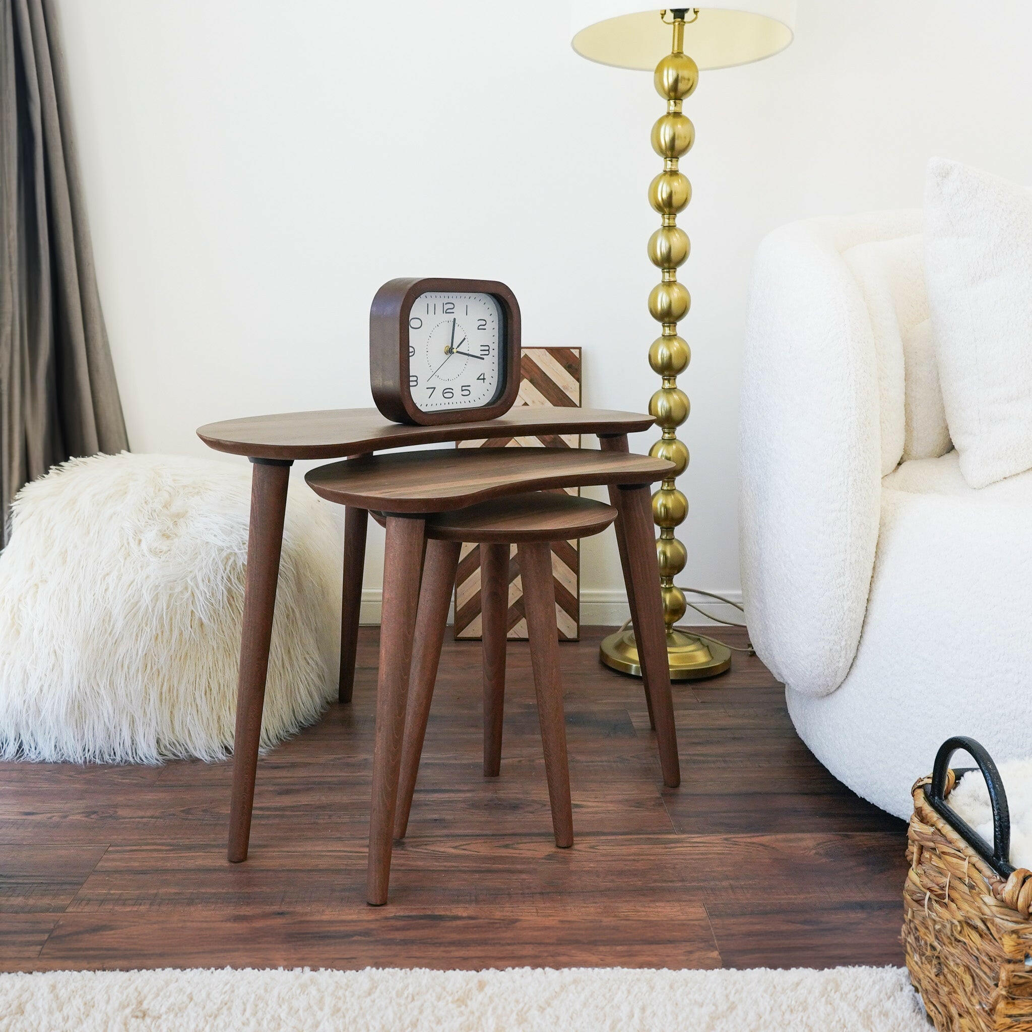 Dainty Walnut Nesting Table.