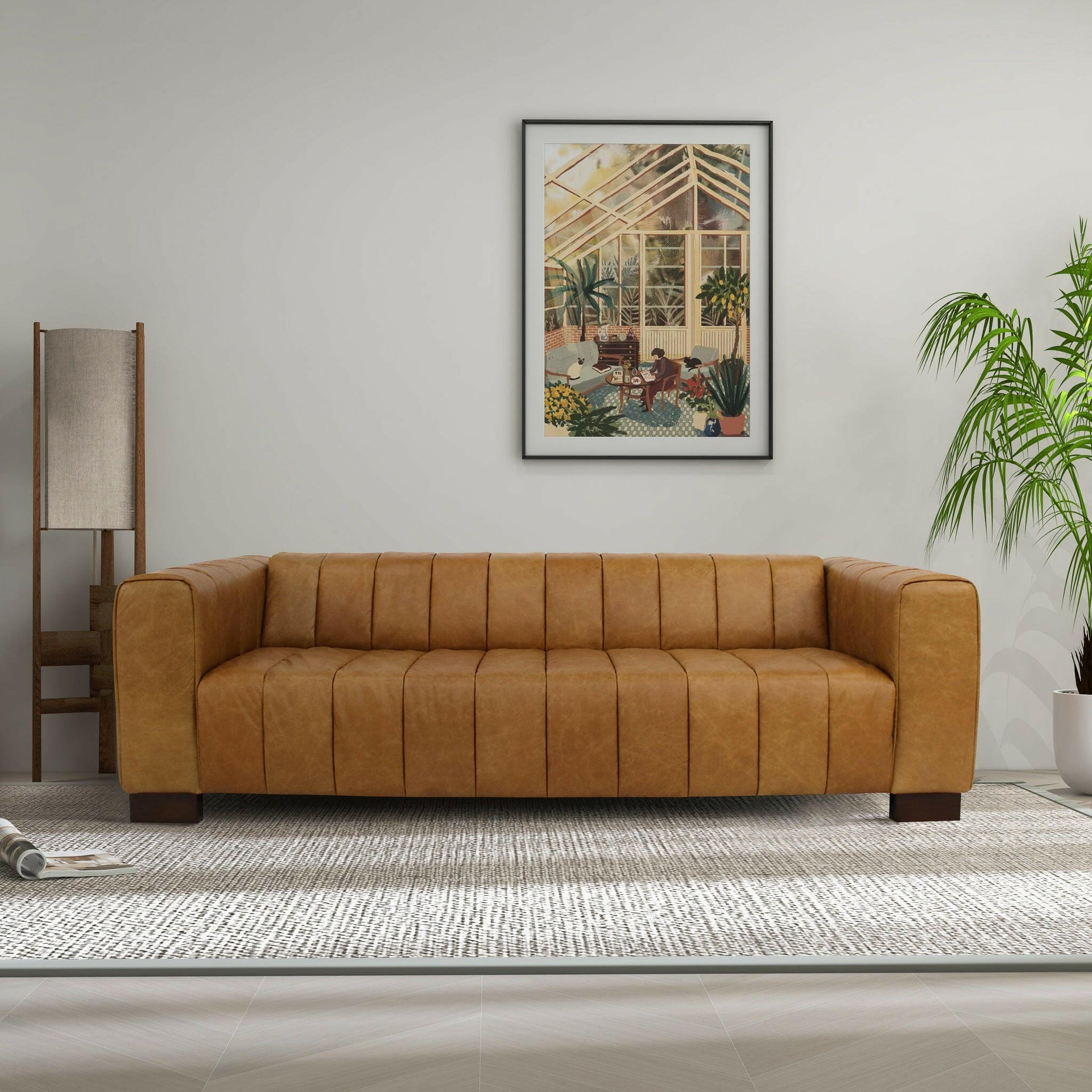 Dixon Waxy Tan Leather Sofa.