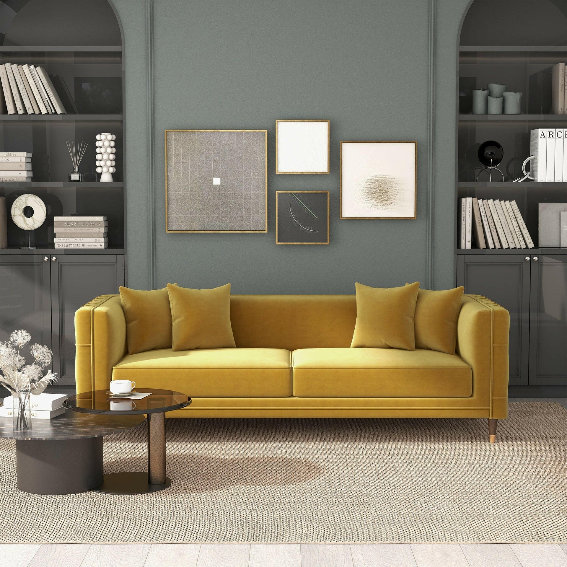 Edward Sofa (Mustard Velvet).