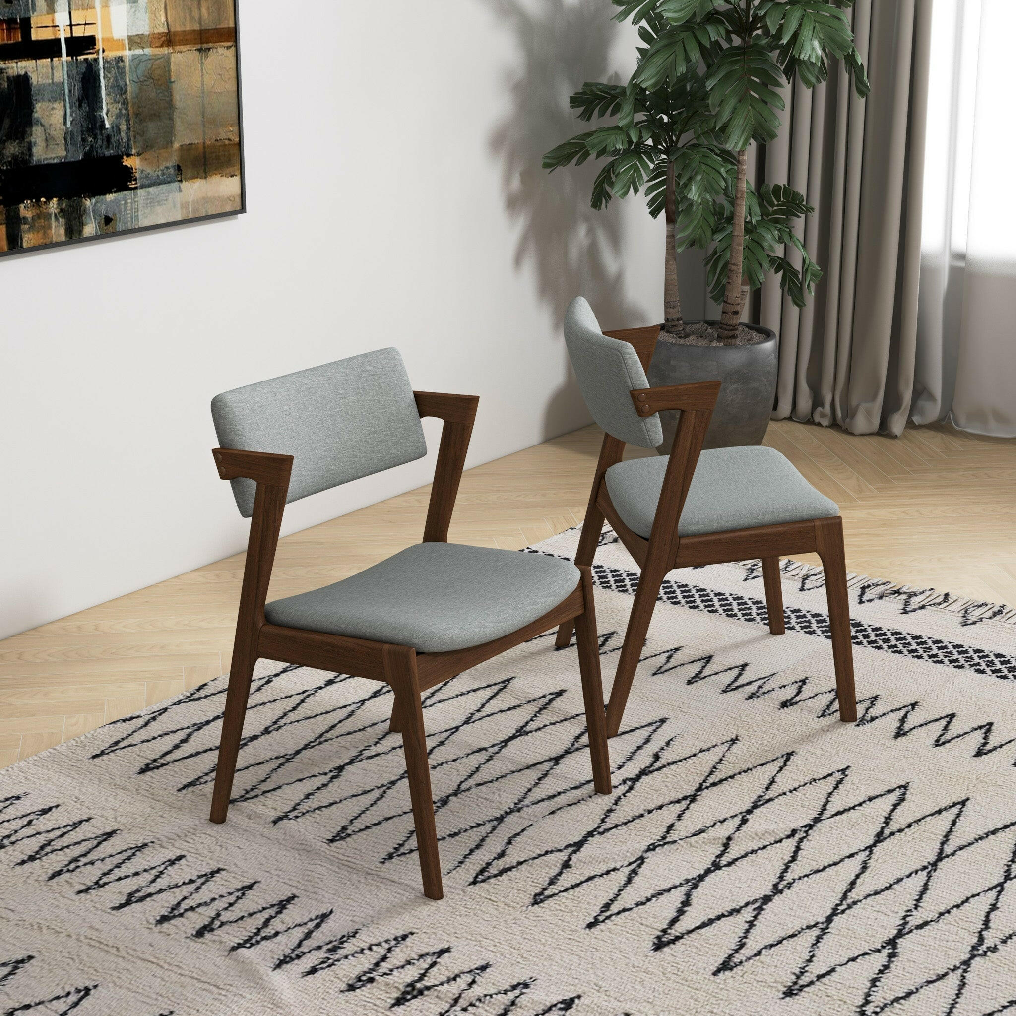 Edwin Light Gray Fabric Dining Chair (Set Of 2).