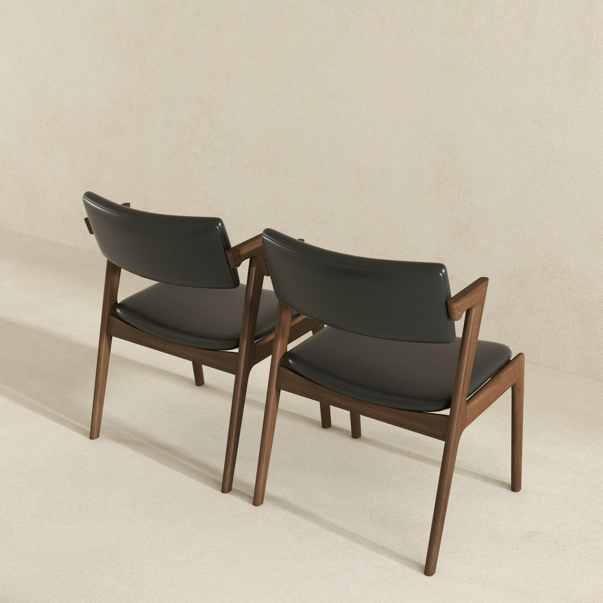 Edwin Mid Century Modern Black Vegan Leather Dining Chair (Set Of 2).