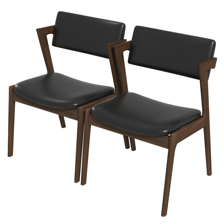 Edwin Mid Century Modern Black Vegan Leather Dining Chair (Set Of 2).