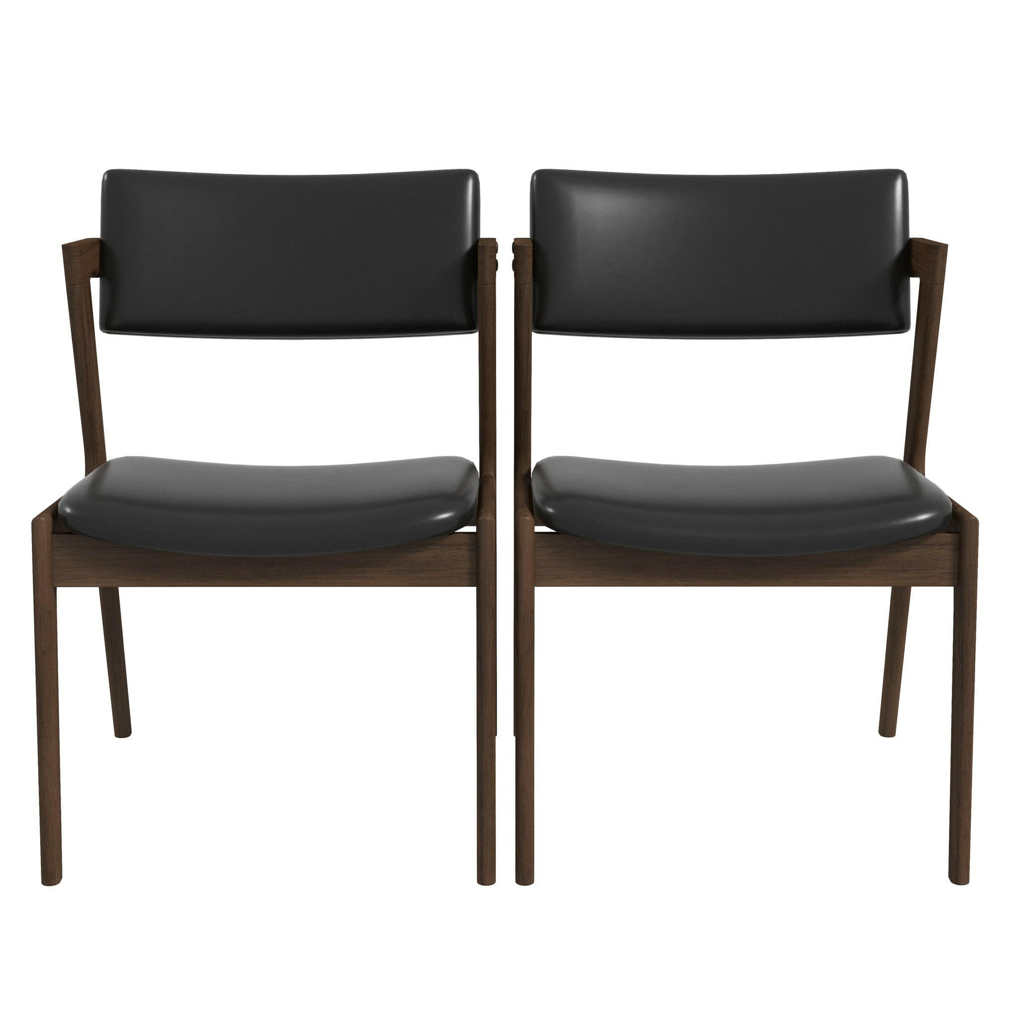 Edwin Mid Century Modern Black Vegan Leather Dining Chair (Set Of 2).