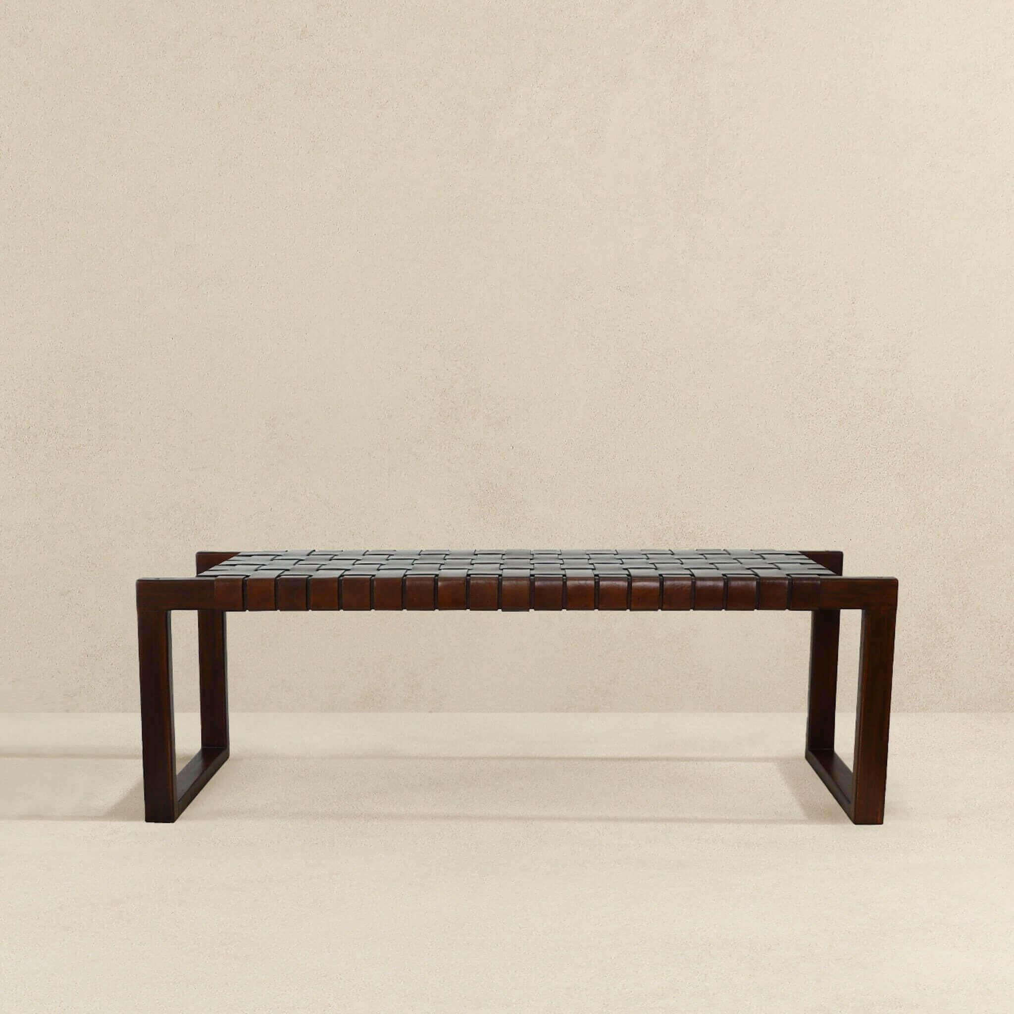 Christina Tan Leather Bench.