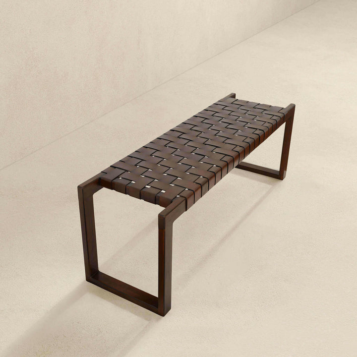 Christina Tan Leather Bench.