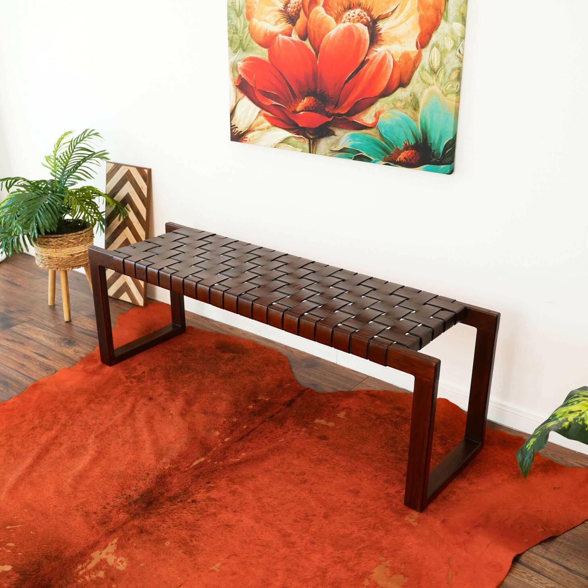 Christina Tan Leather Bench.