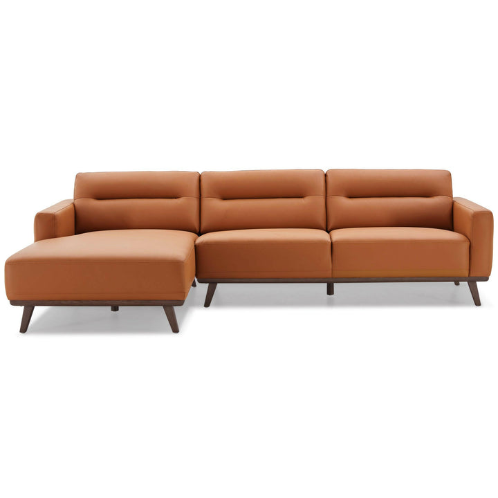 Ella L-Shaped Cognac PU Leather Left Sectional Couch.