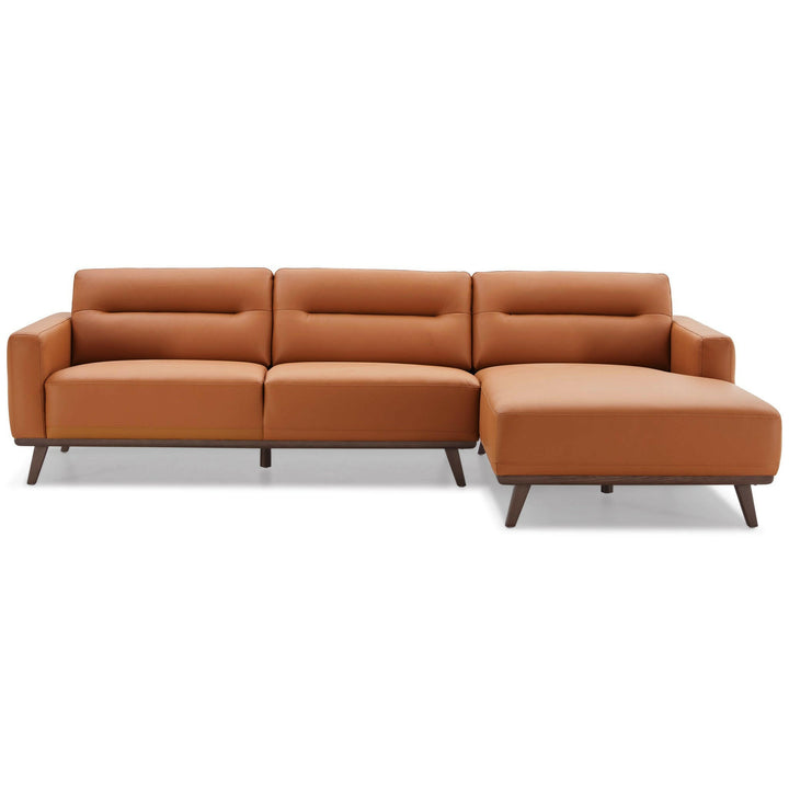 Ella L-Shaped Cognac PU Leather Right Sectional Couch.