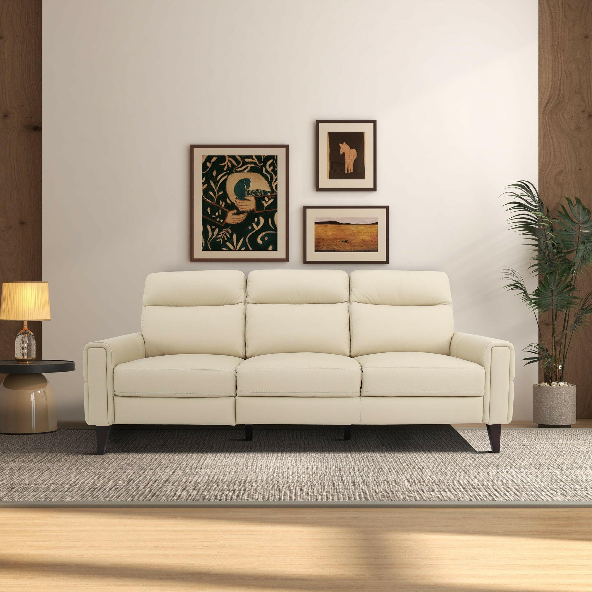 Elliot Incliner Sofa Left - Cream Leather.