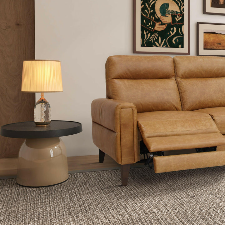 Elliot Incliner Sofa Left - Waxy Tan Leather.