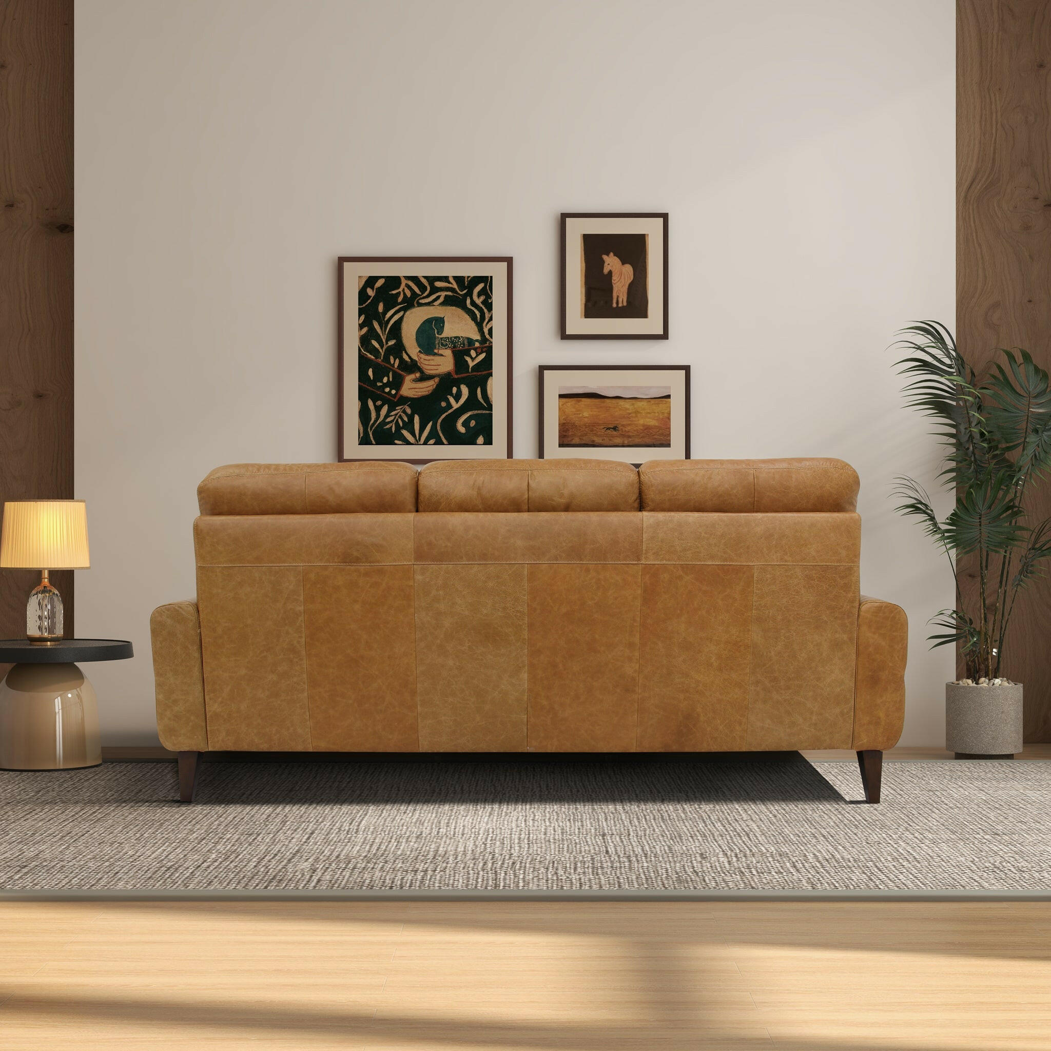 Elliot Incliner Sofa Left - Waxy Tan Leather.