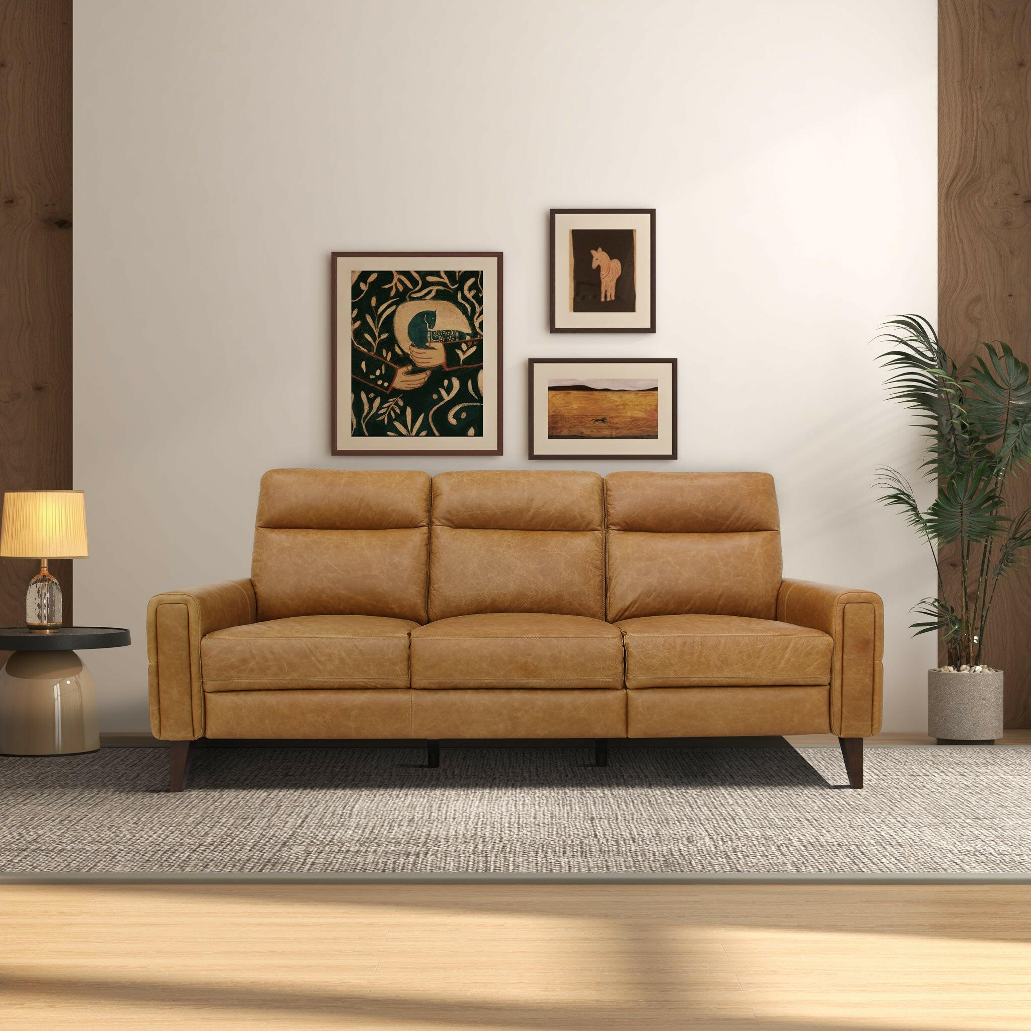 Elliot Incliner Sofa Left - Waxy Tan Leather.