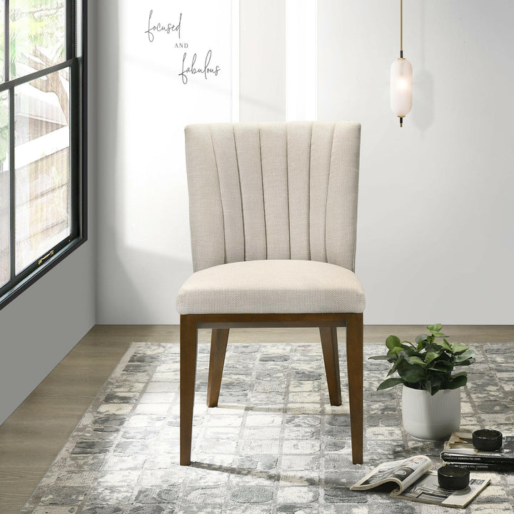 Elmwood Beige Fabric Dining Chair (Set Of 2).