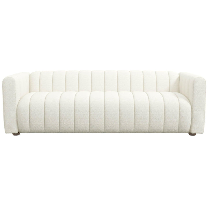 Elrosa Channel Tufted Beige Boucle Sofa.