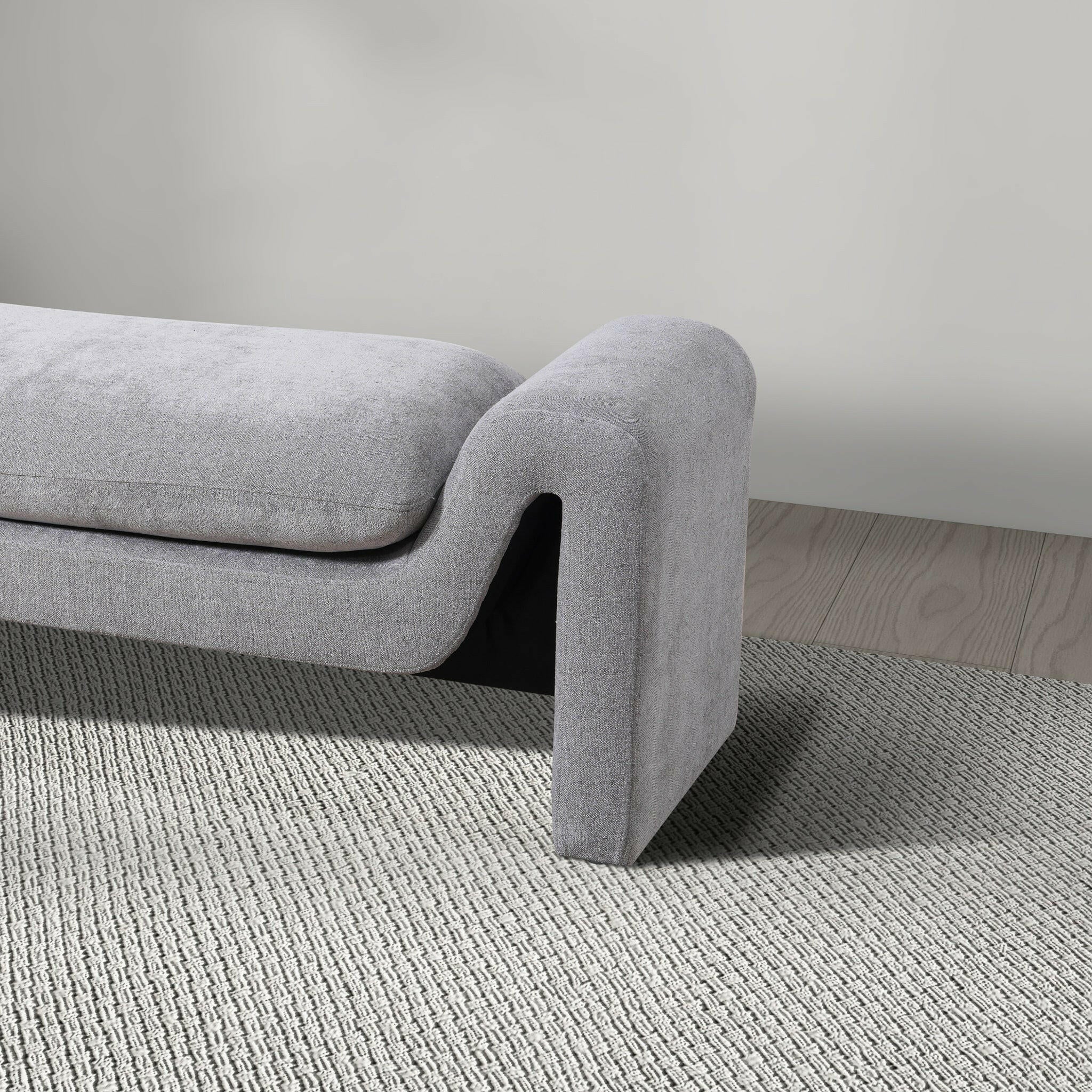 Emory Bench in Light Grey Boucle.