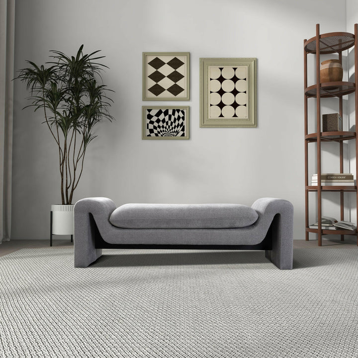 Emory Bench in Light Grey Boucle.