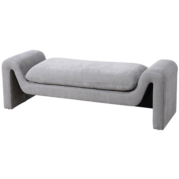 Emory Bench in Light Grey Boucle.