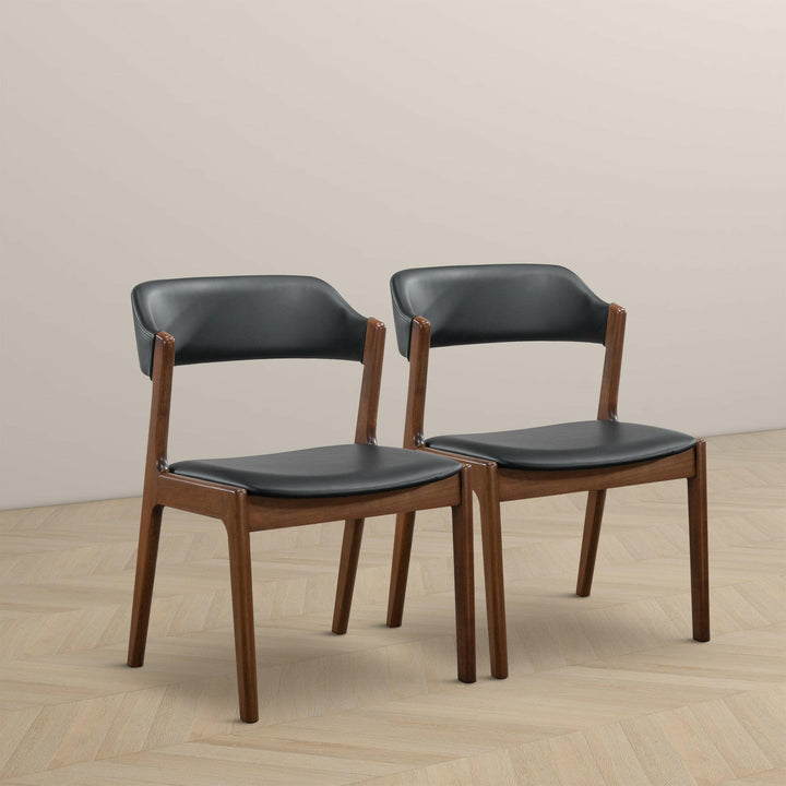 Enzo Black Leather Dining Chair (Set Of 2).