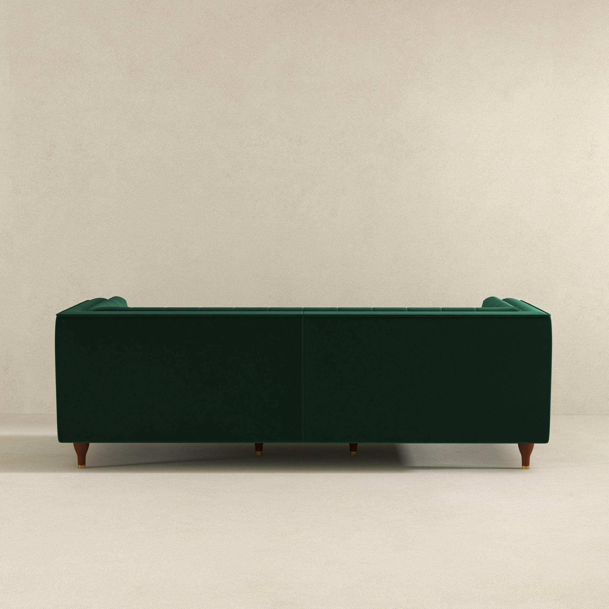 Evelyn Mid Century Modern Dark Green Velvet Luxury Chesterfield Sofa.