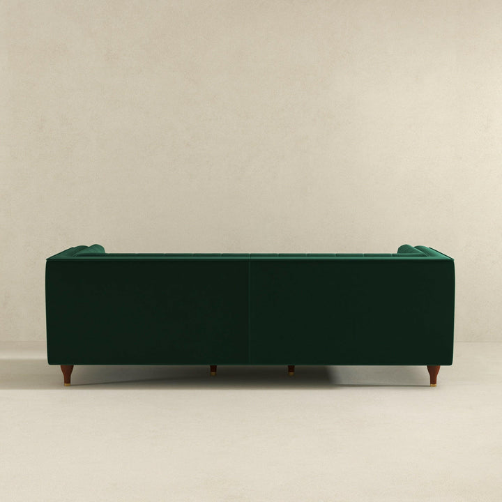 Evelyn Mid Century Modern Dark Green Velvet Luxury Chesterfield Sofa.