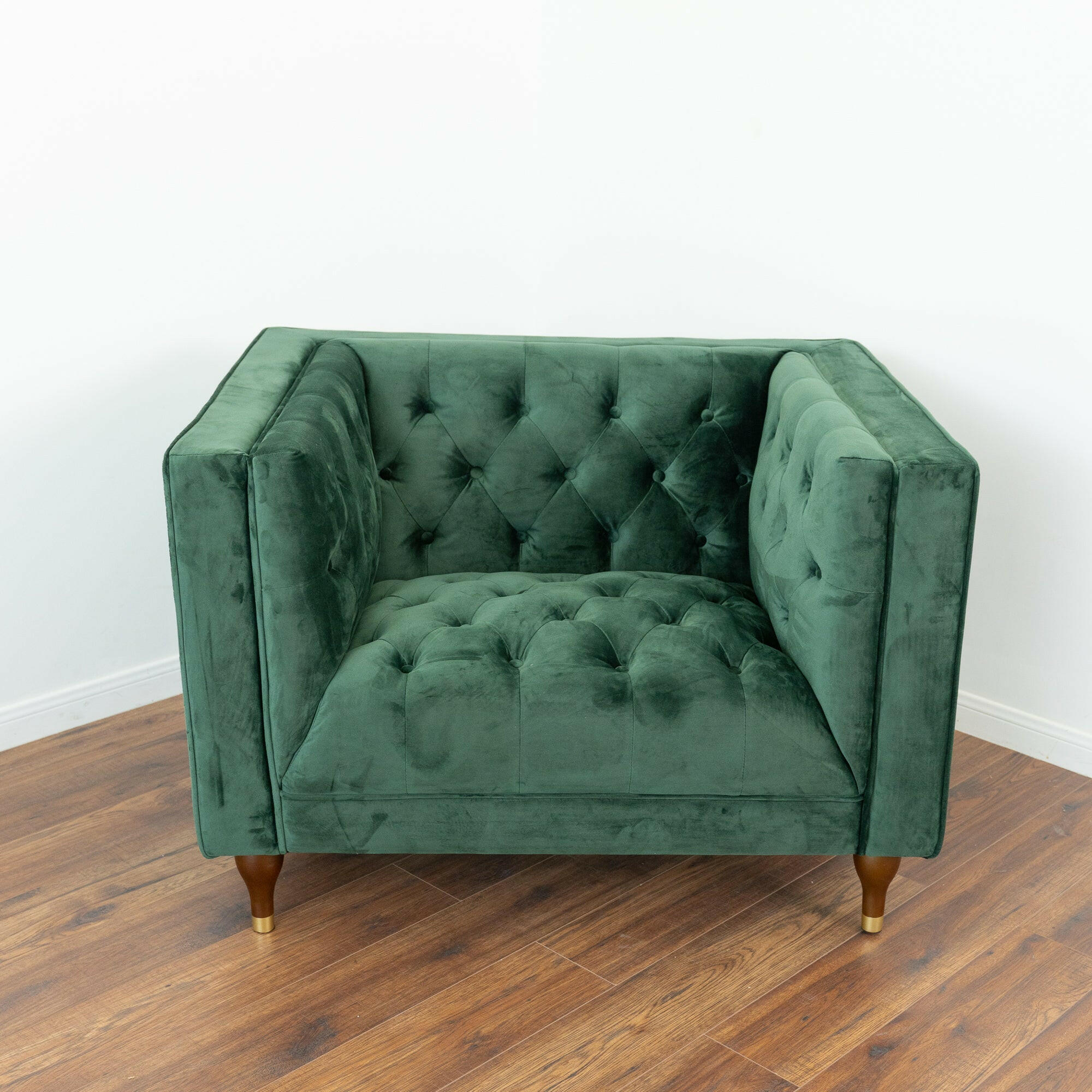 Evelyn Dark Green Velvet Lounge Chair.