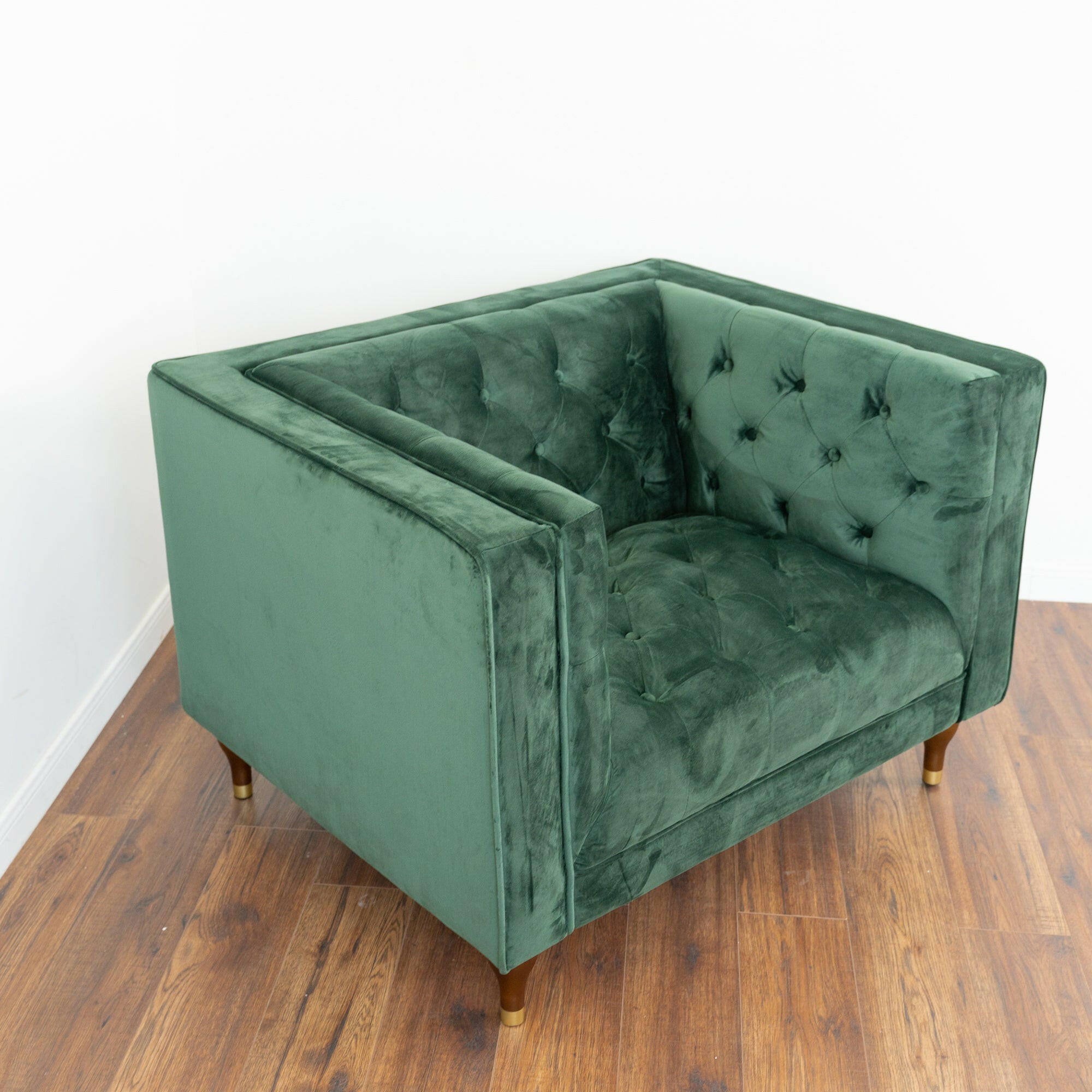 Evelyn Dark Green Velvet Lounge Chair.