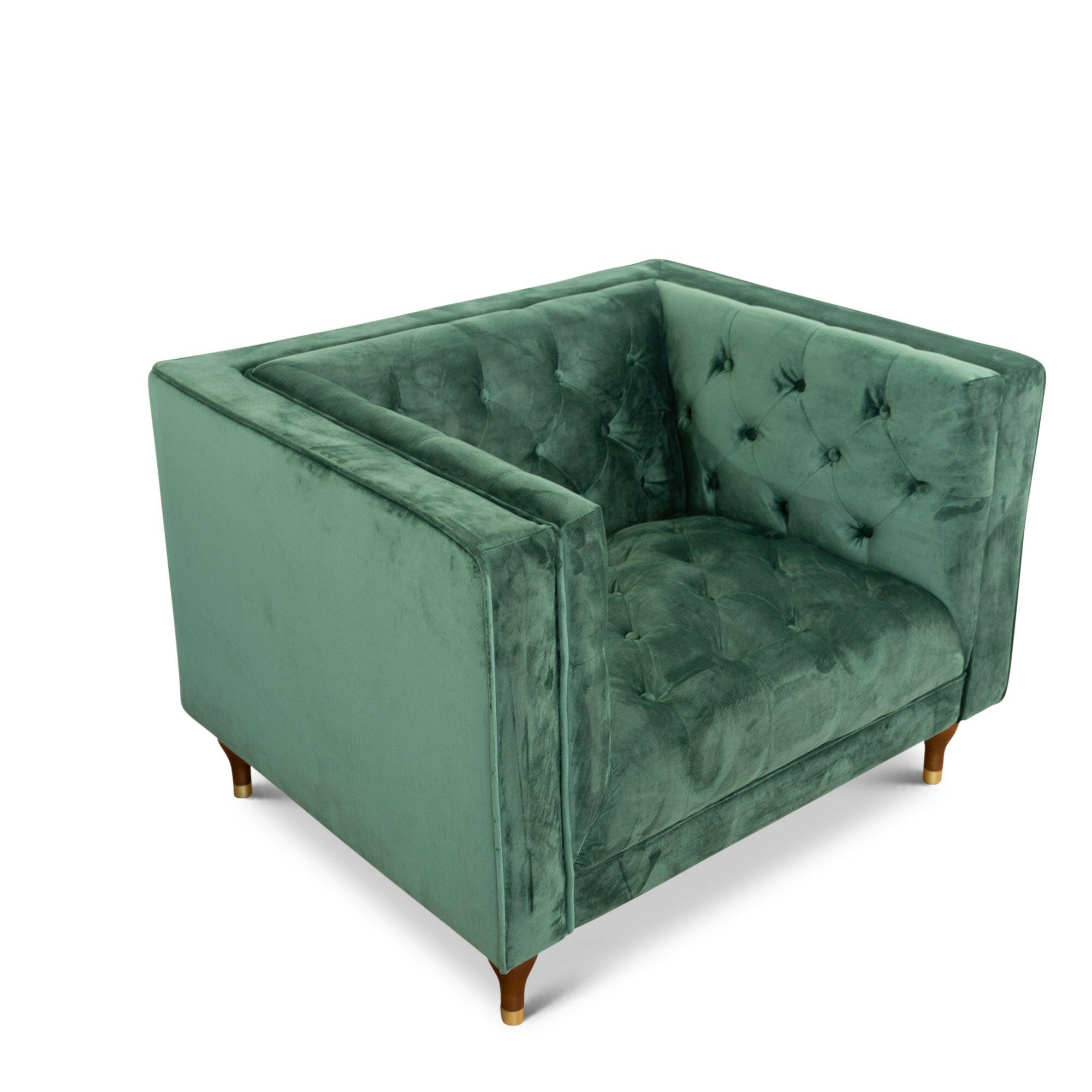 Evelyn Dark Green Velvet Lounge Chair.