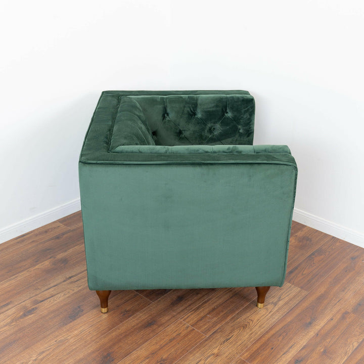 Evelyn Dark Green Velvet Lounge Chair.