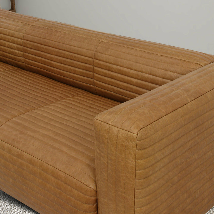 Foster Waxy Tan Leather Sofa.