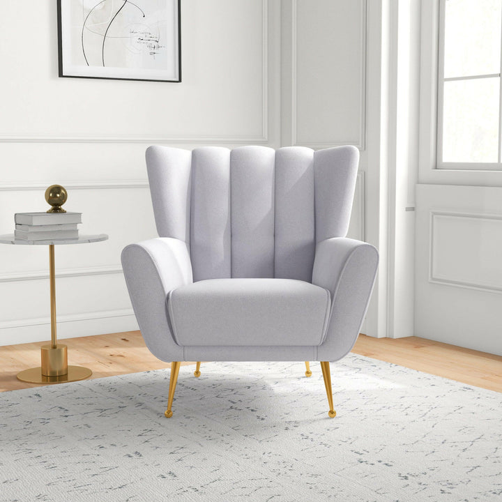 Gianna Tufted Light Grey French Boucle Armchair.