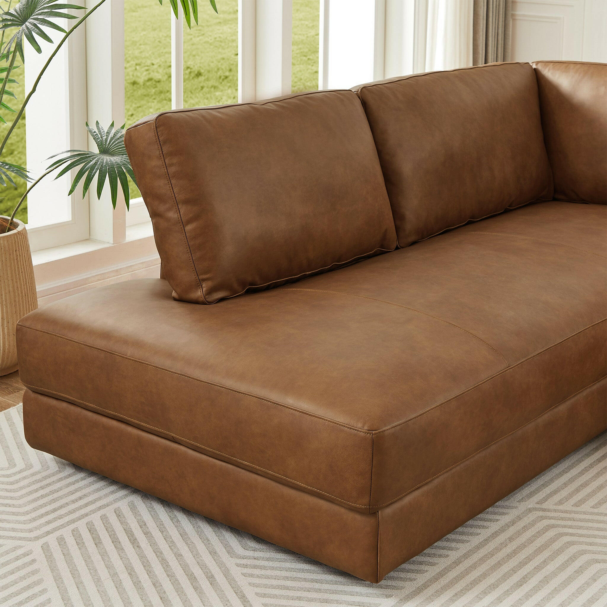 Glander Cognac Leather Sectional Sofa (Left Facing).