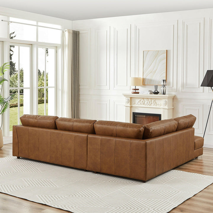 Glander Cognac Leather Sectional Sofa (Left Facing).