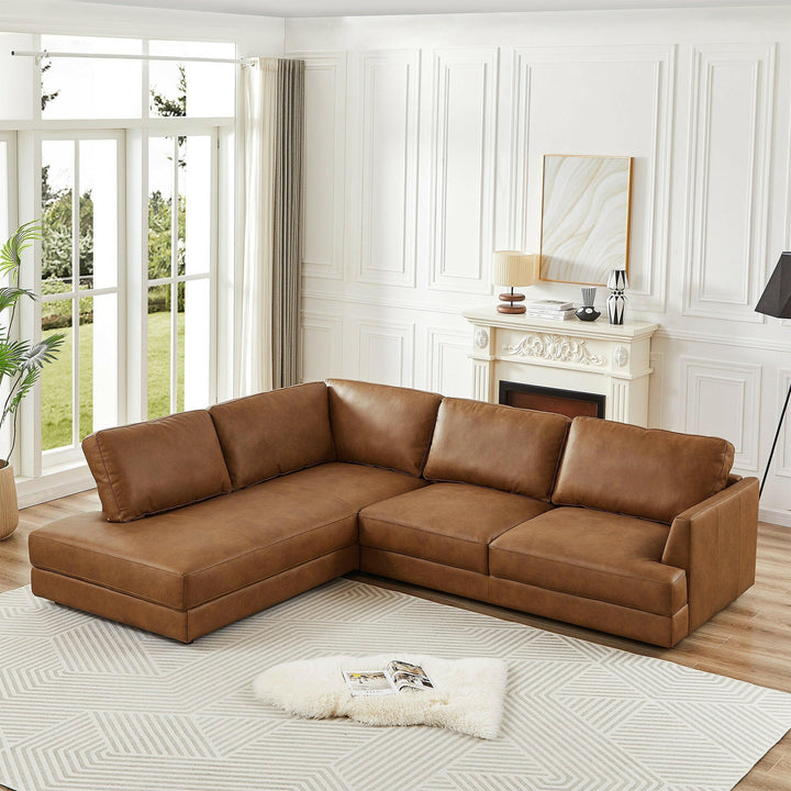 Glander Cognac Leather Sectional Sofa (Left Facing).